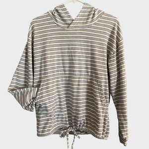 Billabong Small Blue White Stripe Hoodie Drawstring Waist Pocket Smoke-free, pet